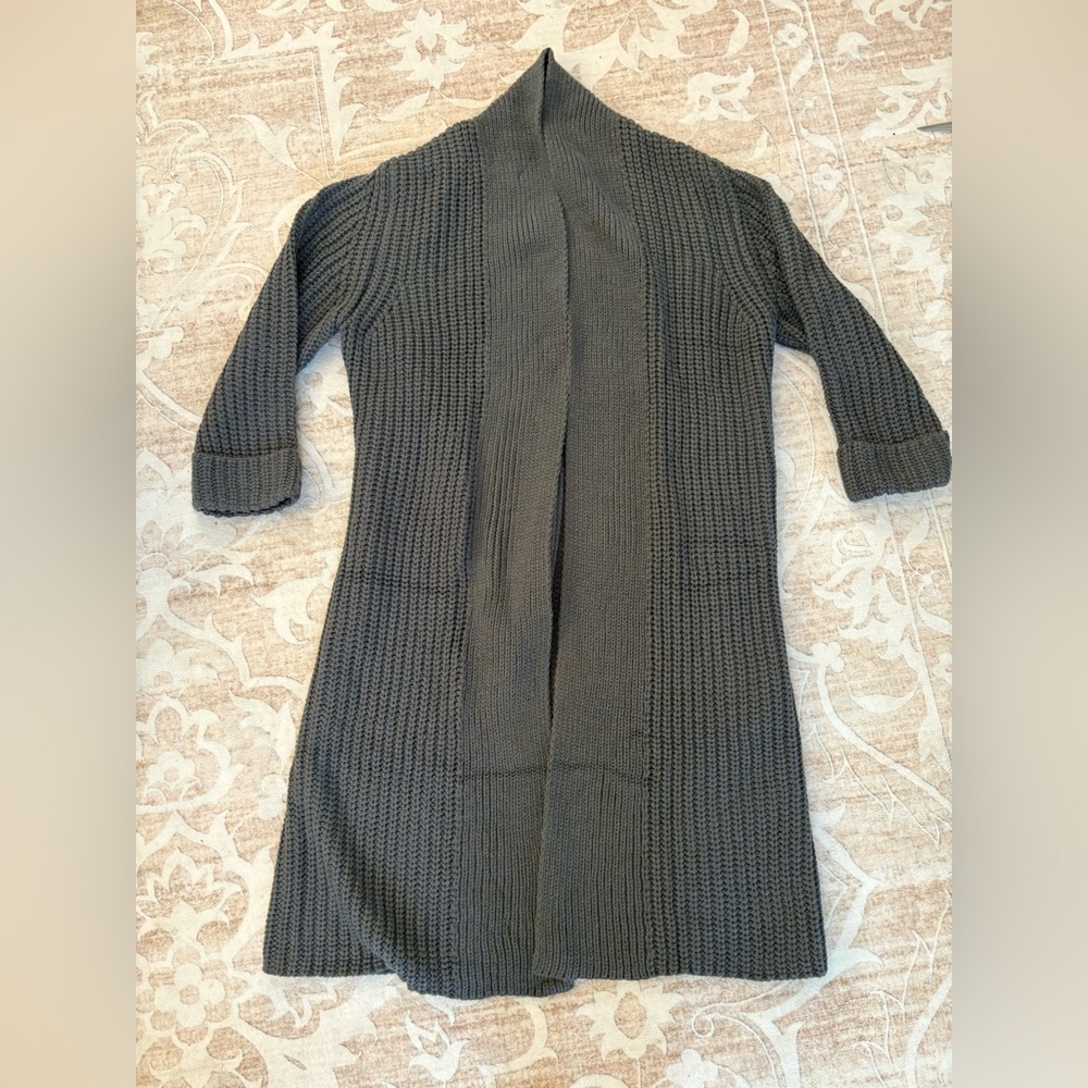 Cozy Gray Knit Cardigan Sweater Size XL